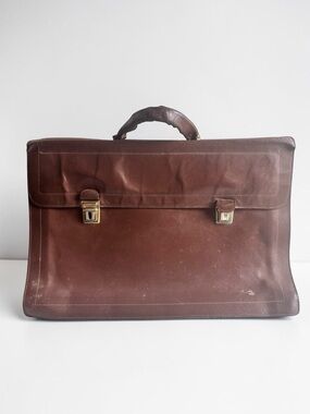 Vintage Leather Briefcase Brown Laptop Bag Classic Work Bag